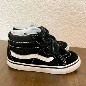 Toddler size 8, black suede Velcro vans, high top Boy or Girls